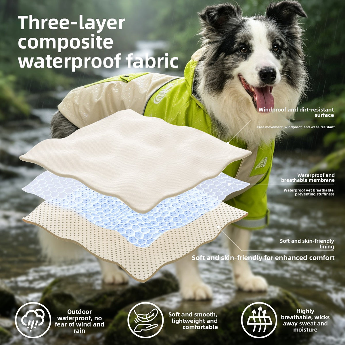 Dog Hooded Jacket Windproof Waterproof Pet Raincoat