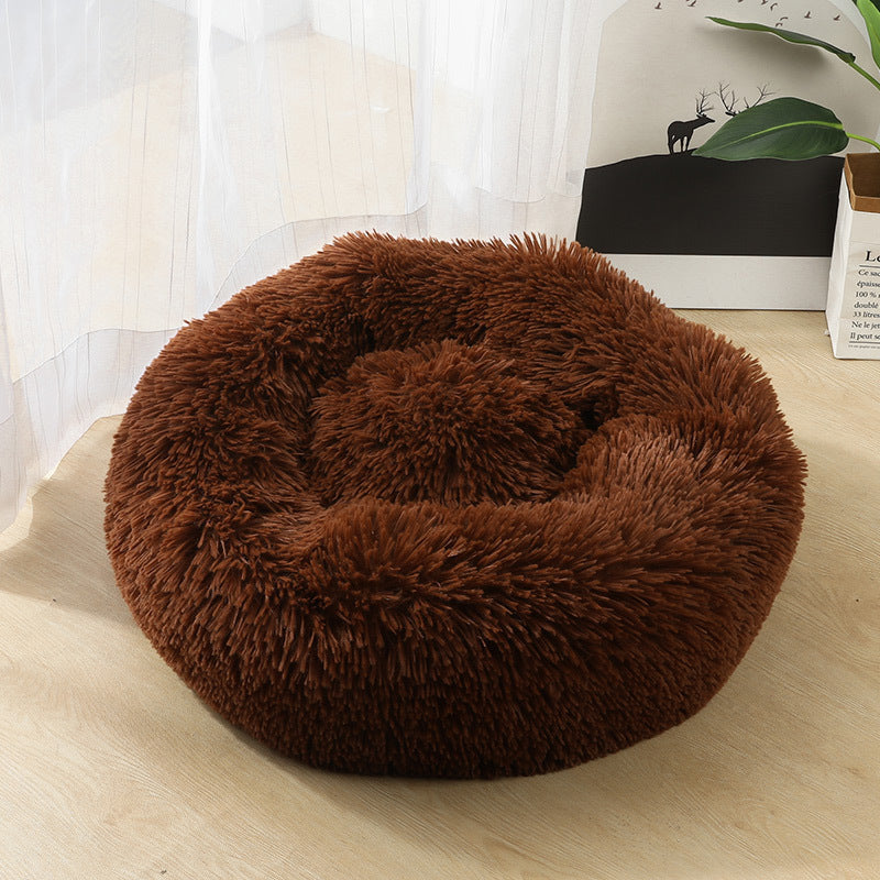 Round Plush Pet Bed for Dogs Cats Warm Cozy Dog Mat Nest