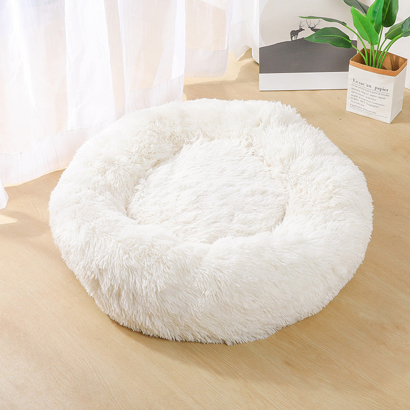 Round Plush Pet Bed for Dogs Cats Warm Cozy Dog Mat Nest
