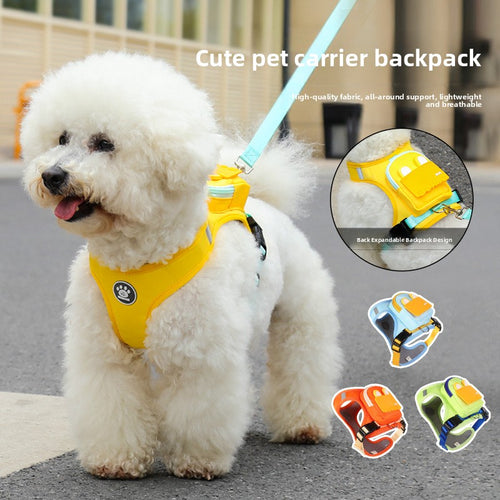 Adjustable Dog Harness with Backpack and Leash