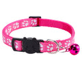 Cat Pet Collar with Bell, Colorful Paw Print Collar