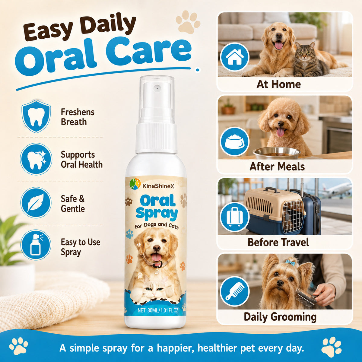Pet Oral Cleaning Spray for Dogs and Cats Universal
