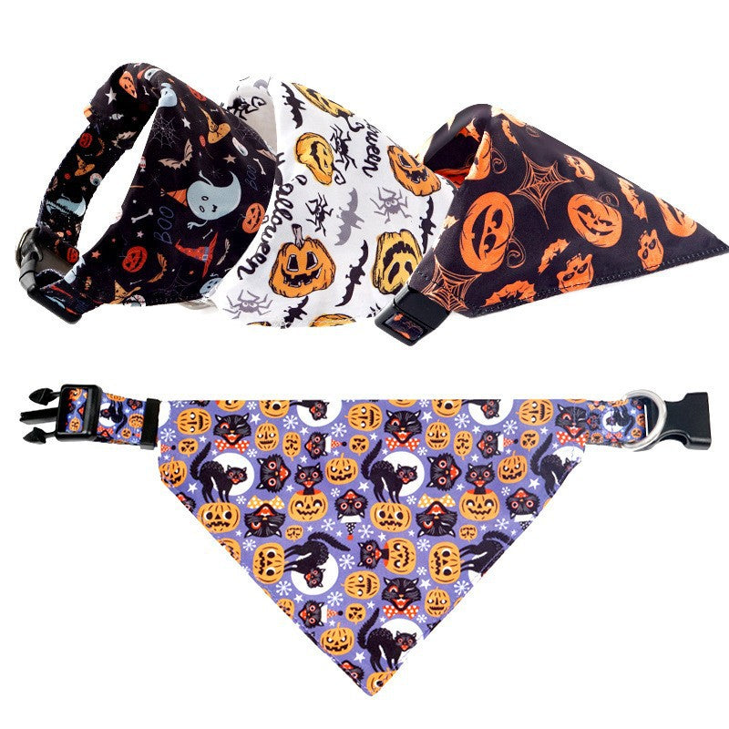Adjustable Pet Saliva Collar with Halloween Patterns