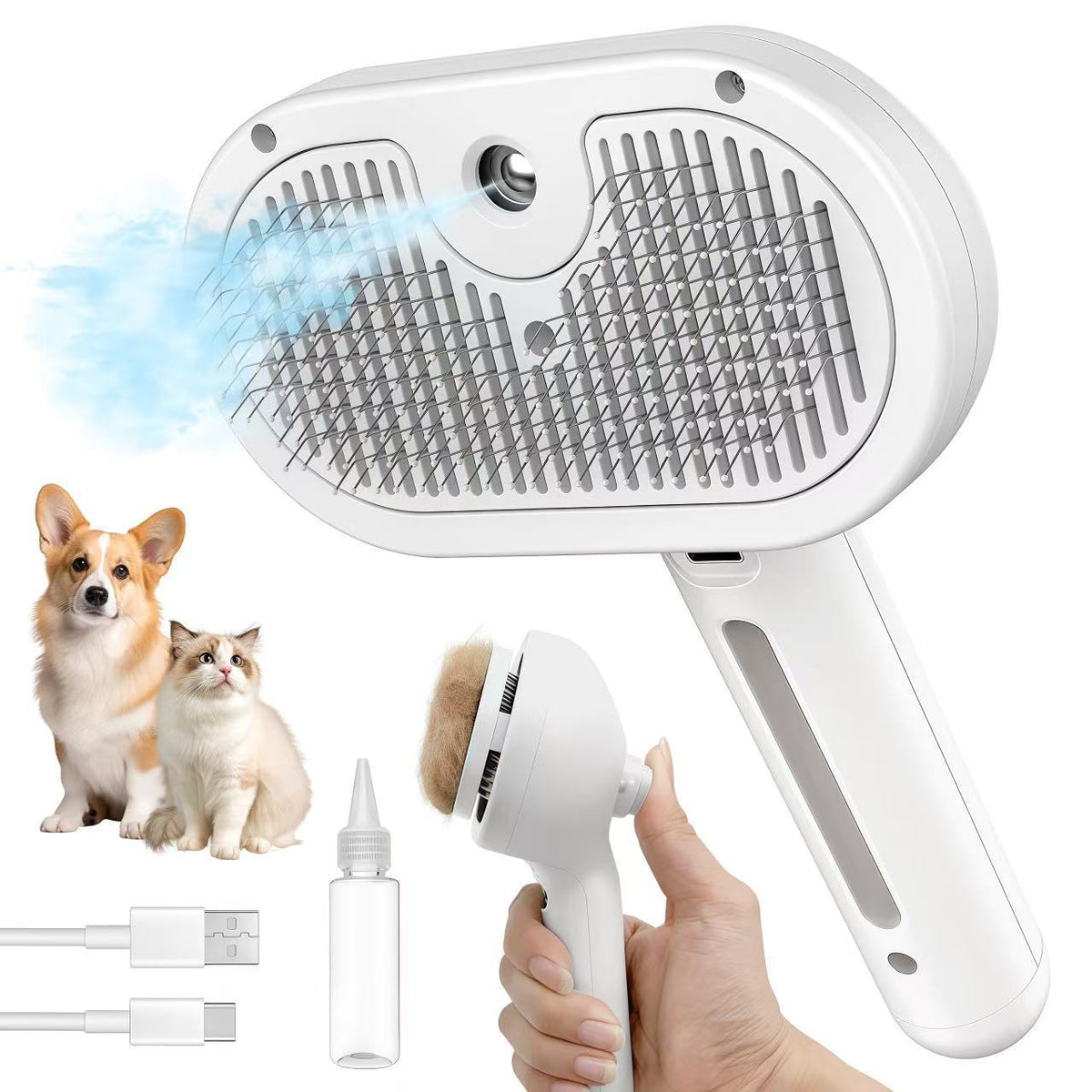 Pet Grooming Spray Comb with Multiple Head Options
