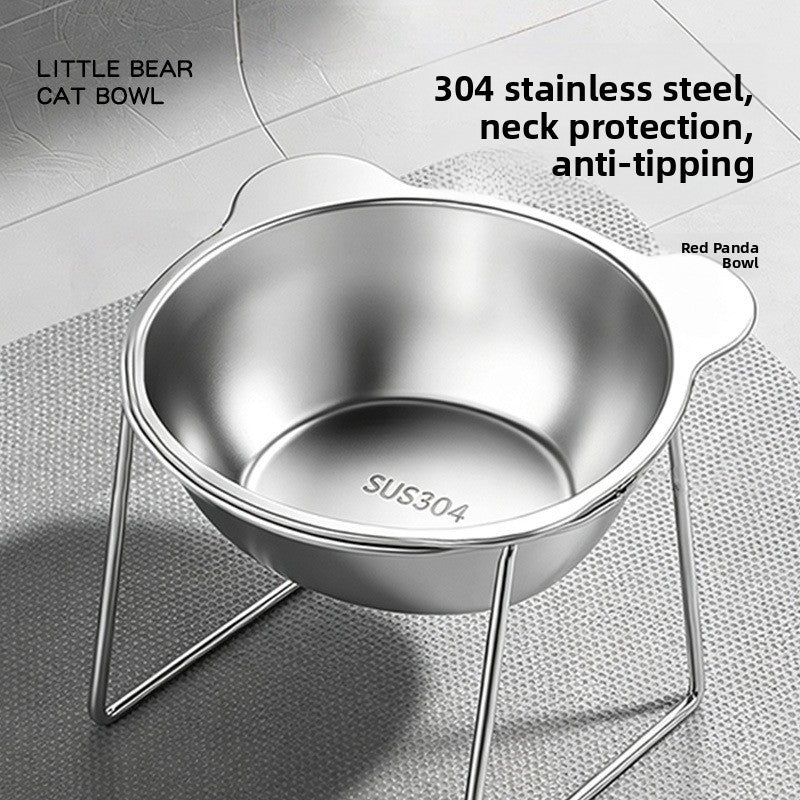 New stainless steel pet bowl, cat water and food bowl, pet neck-protecting elevated stand, dog bowl, for pets to drink and eat