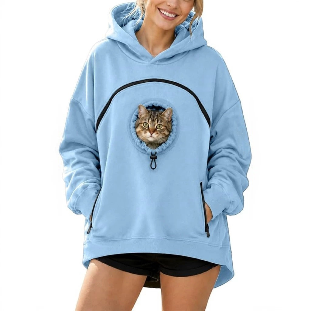 Womens Long Sleeve Hoodie with Pet Pocket