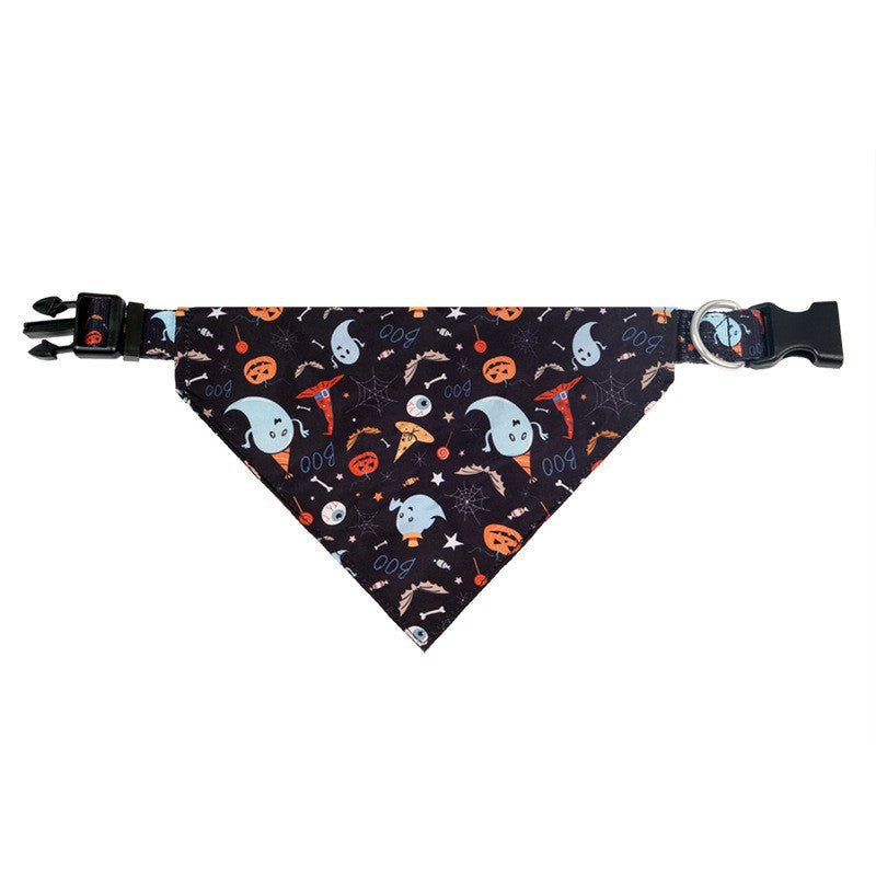 Adjustable Pet Saliva Collar with Halloween Patterns