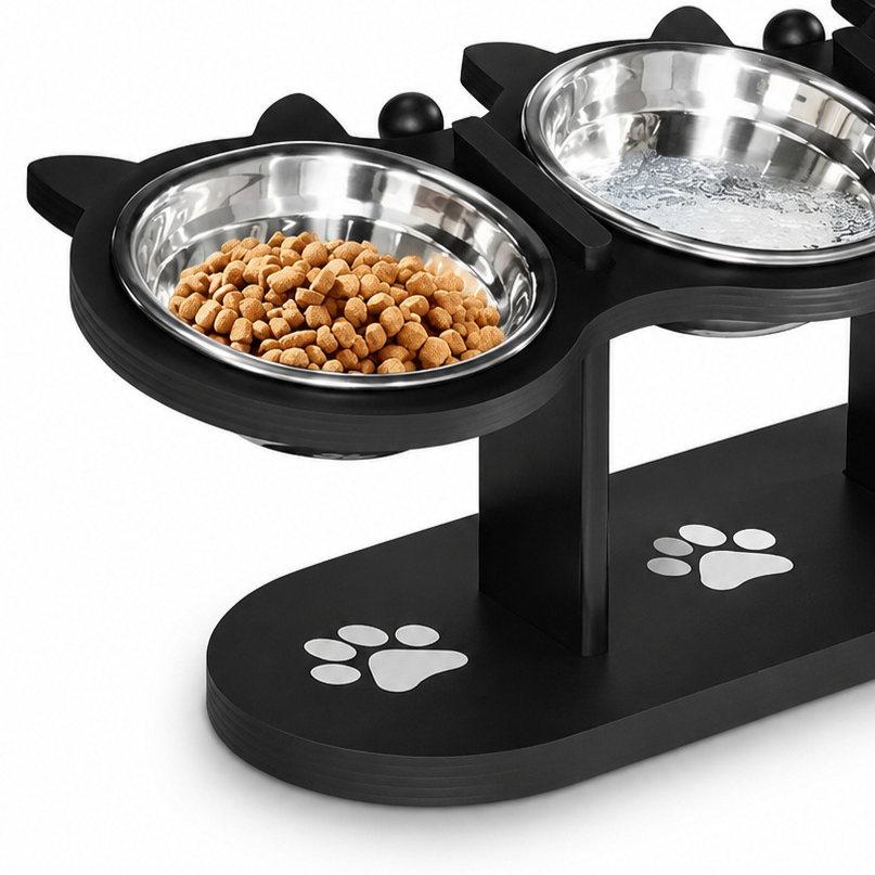 Elevated Wooden Pet Feeding Bowl