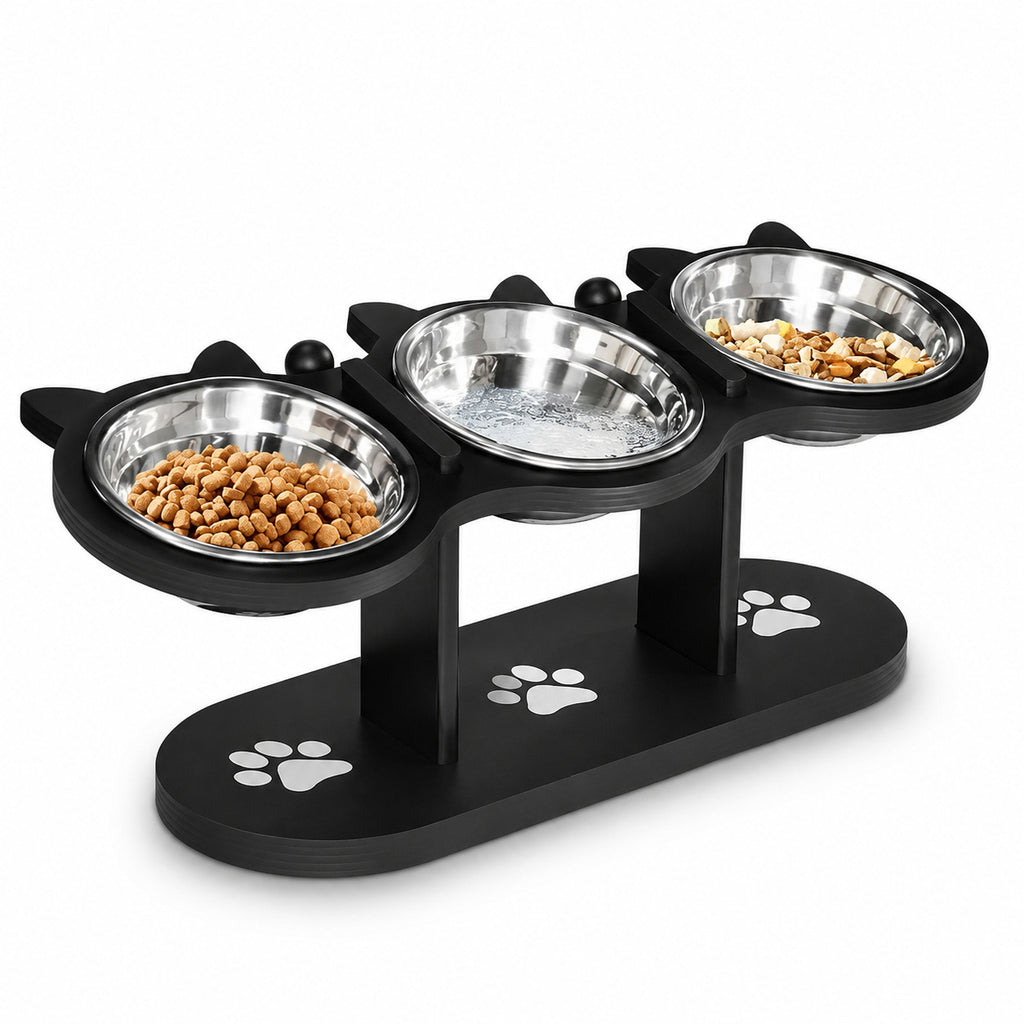 Elevated Wooden Pet Feeding Bowl