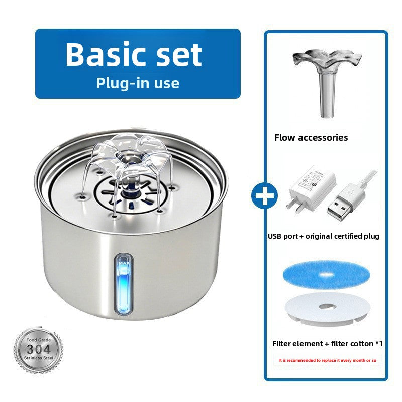 Automatic Pet Water Fountain Stainless Steel Drinking Bowl