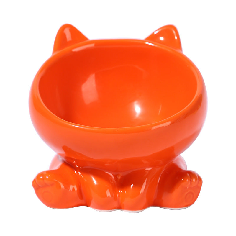 Ceramic Cat Bowl Angled Pet Food Dish
