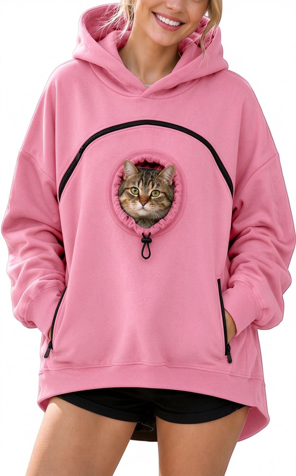 Womens Long Sleeve Hoodie with Pet Pocket