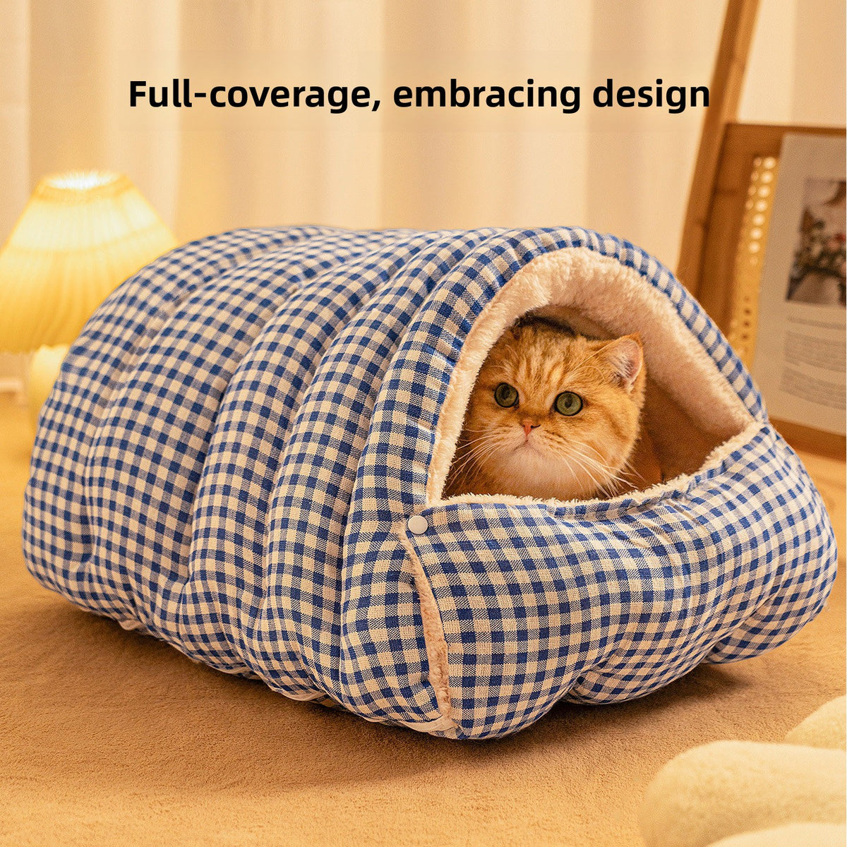 Plush Enclosed Pet Bed with Dual Mode