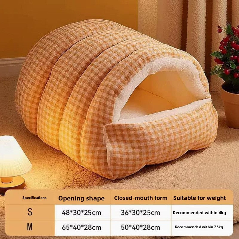 Plush Enclosed Pet Bed with Dual Mode