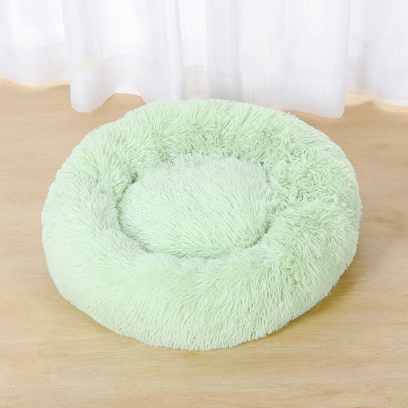 Round Plush Pet Bed for Dogs Cats Warm Cozy Dog Mat Nest