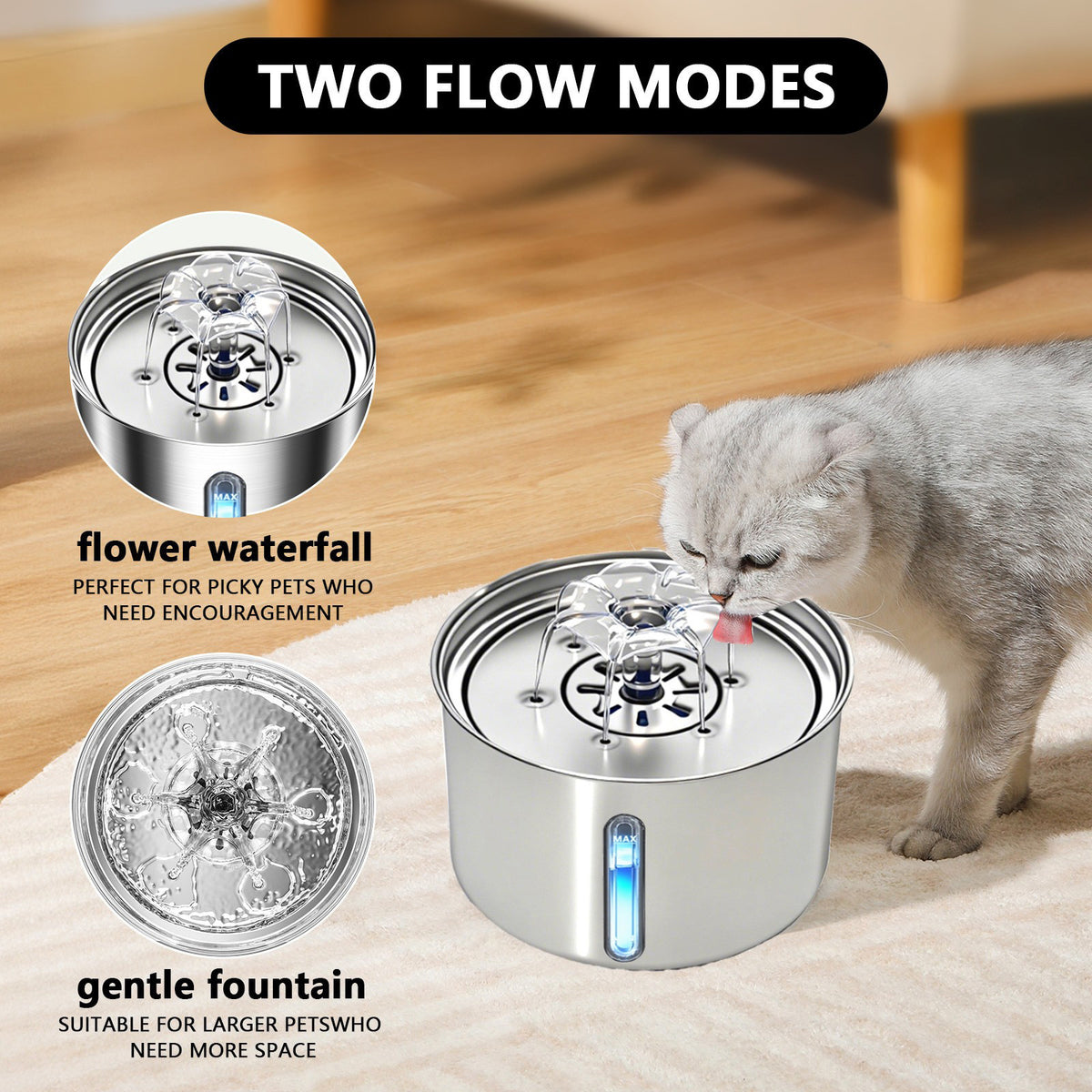 Automatic Pet Water Fountain Stainless Steel Drinking Bowl