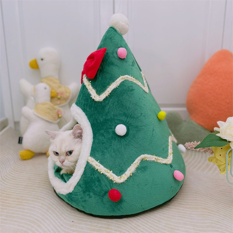 Christmas Cat Pet Bow Tie Winter Warmth Den