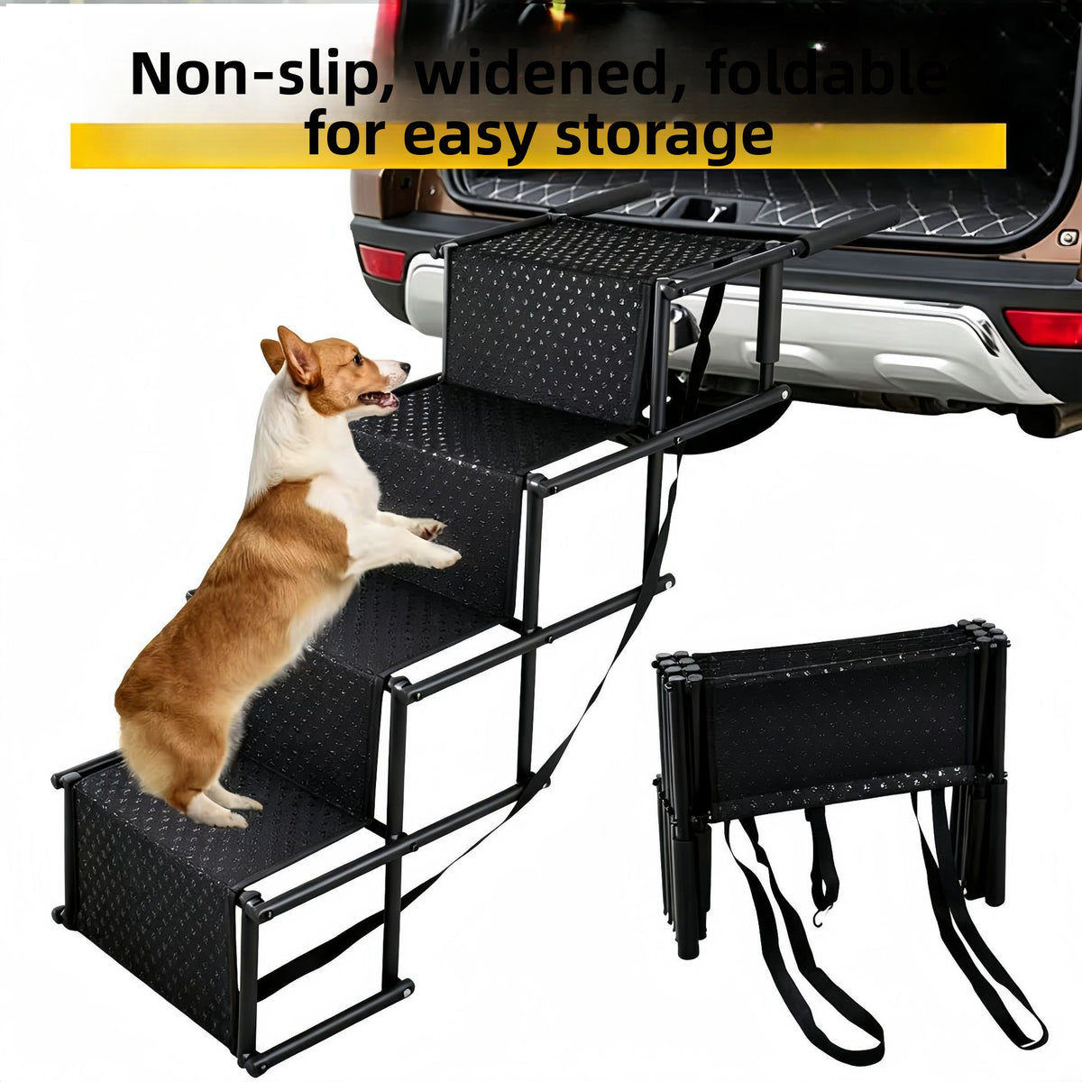 Foldable Car Pet Stairs Non-Slip Oxford Cloth Dog Ladder