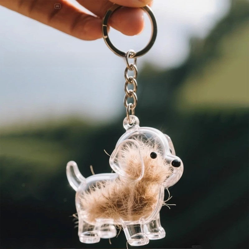 Pet Hair Memorial Keychain
