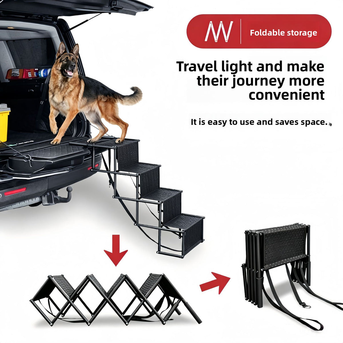 Foldable Car Pet Stairs Non-Slip Oxford Cloth Dog Ladder