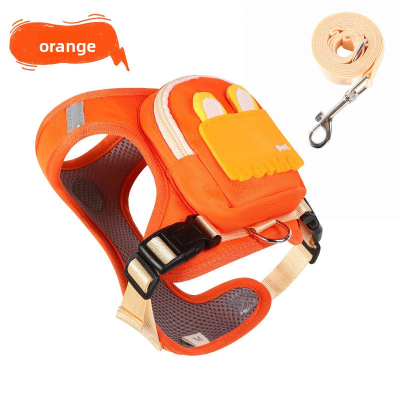 Adjustable Dog Harness with Backpack and Leash