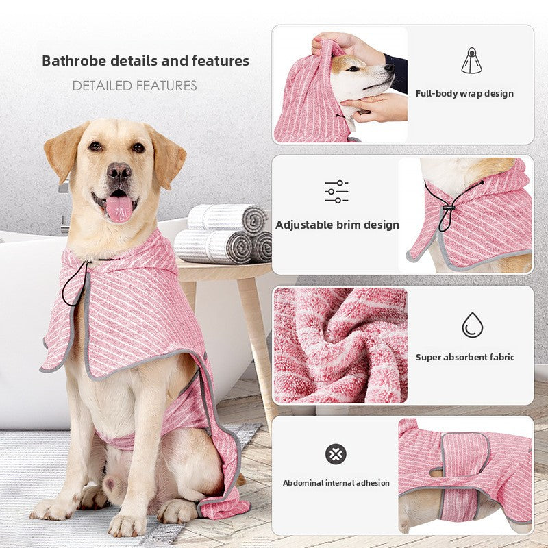 Striped Pet Quick Dry Bath Towel