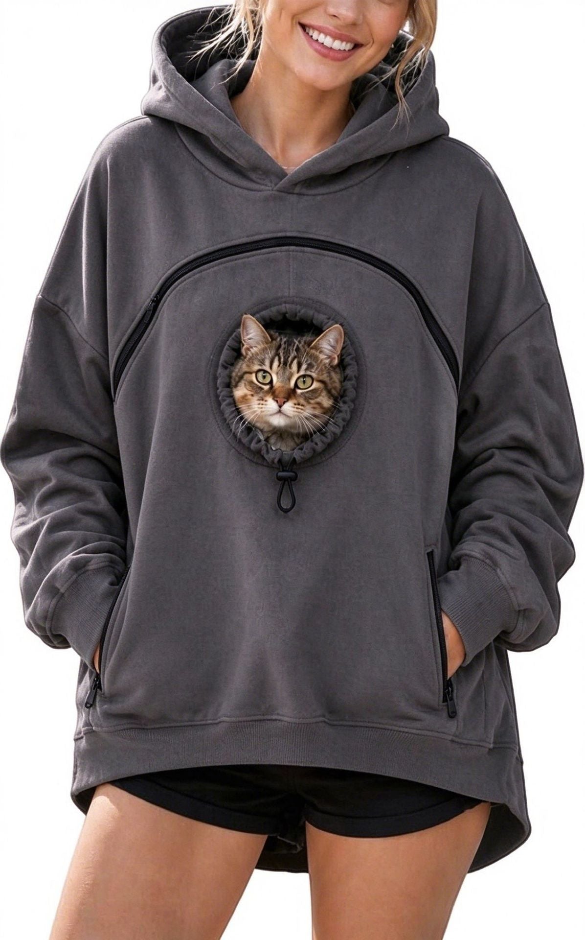 Womens Long Sleeve Hoodie with Pet Pocket