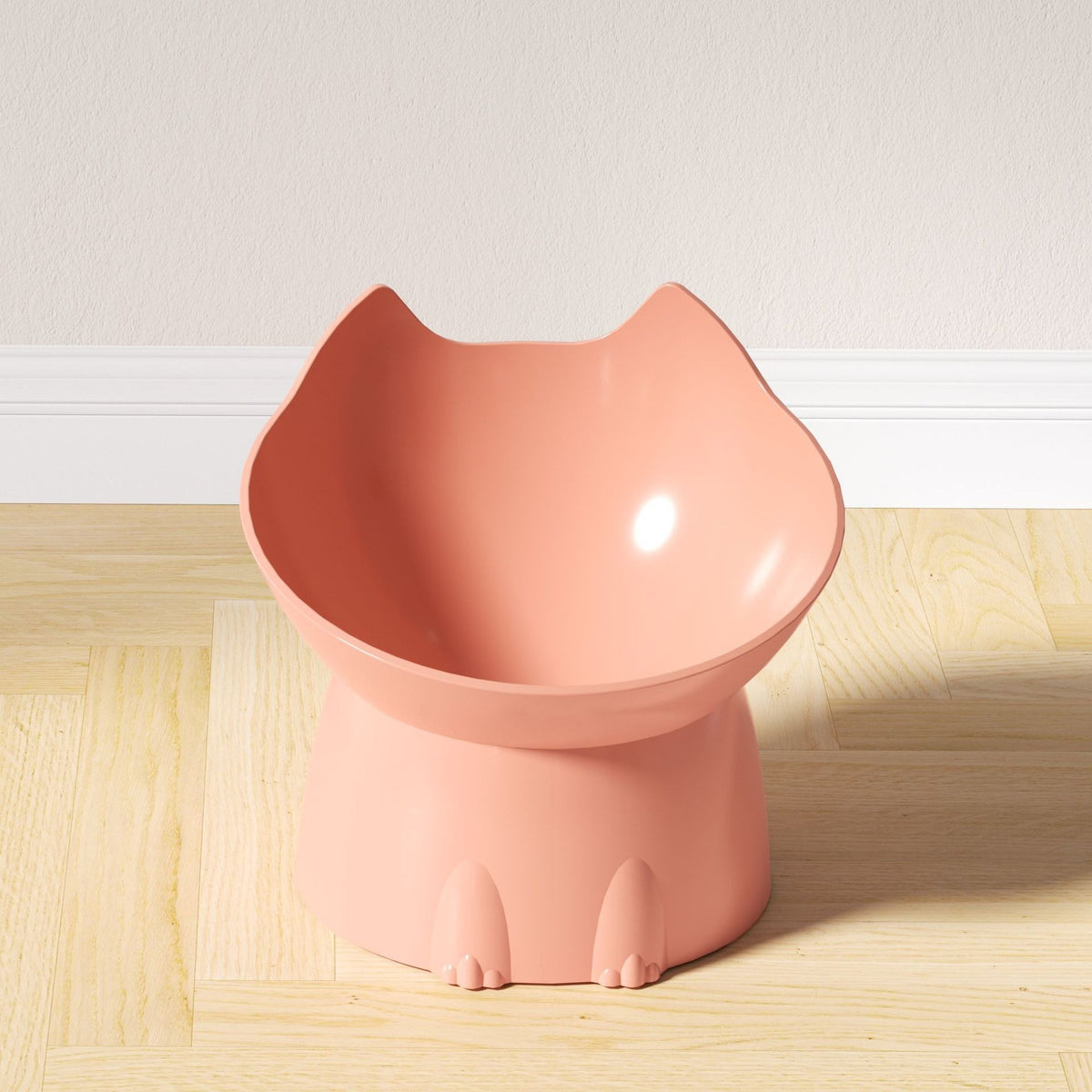 long-ear tall cat bowl large capacity tilt cartoon cat and dog neck protection anti-knock plastic raised pet bowl