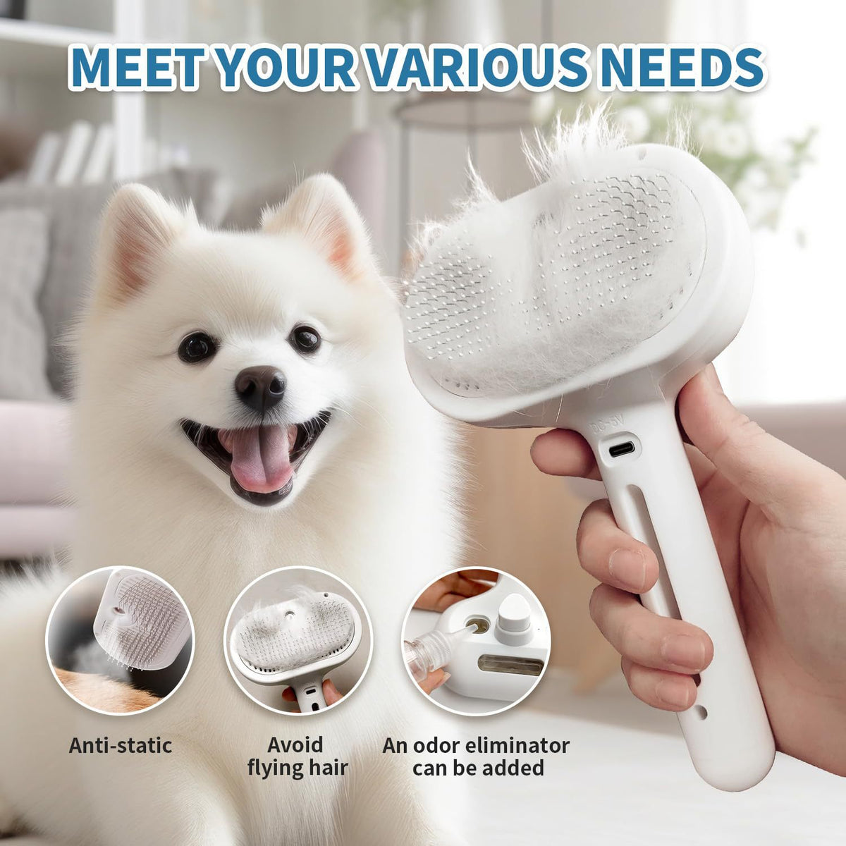 Pet Grooming Spray Comb with Multiple Head Options
