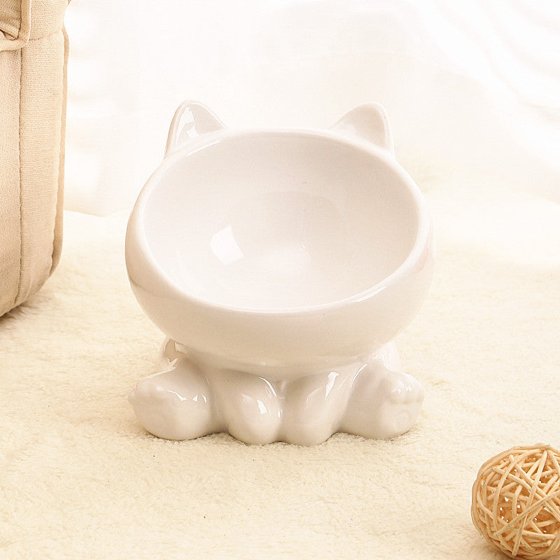 Ceramic Cat Bowl Angled Pet Food Dish