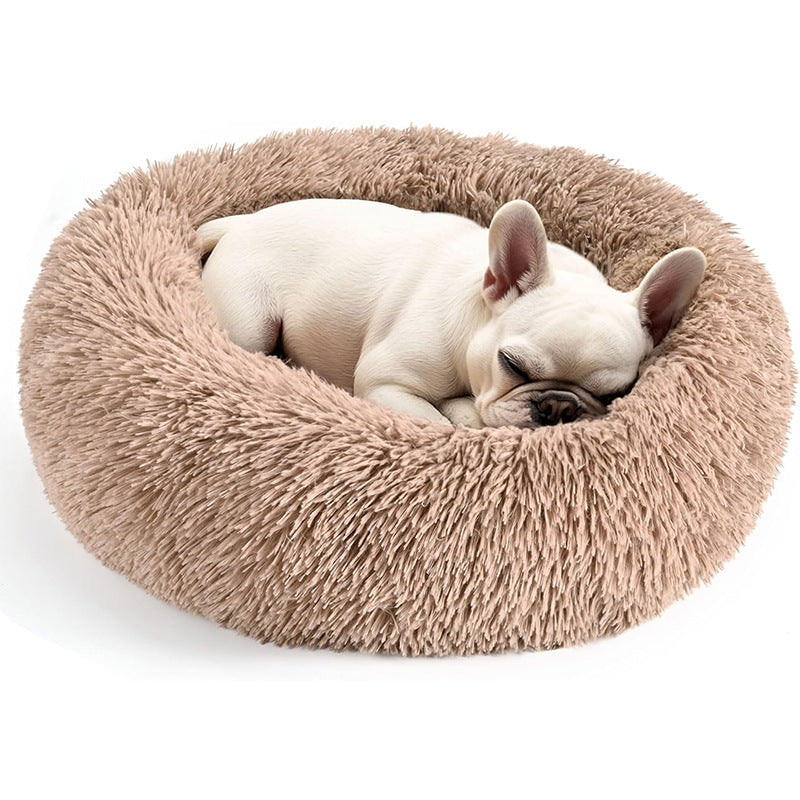 Round Plush Pet Bed for Dogs Cats Warm Cozy Dog Mat Nest