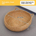 Handwoven Rattan Pet Bed Cat Nest Scratch Pad Durable Grass Cotton Linen