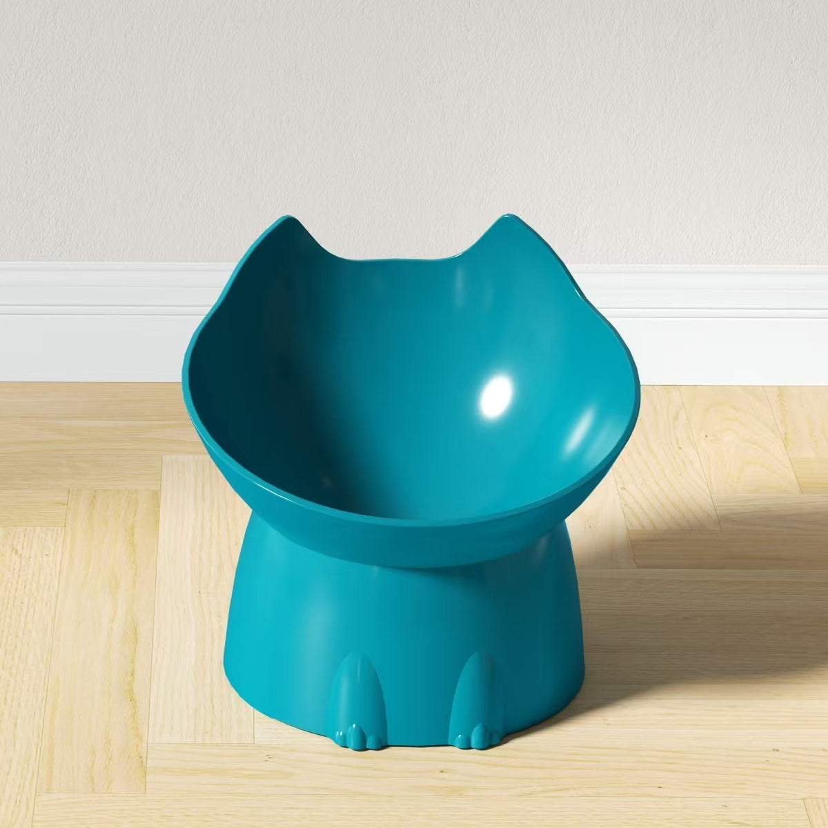 long-ear tall cat bowl large capacity tilt cartoon cat and dog neck protection anti-knock plastic raised pet bowl