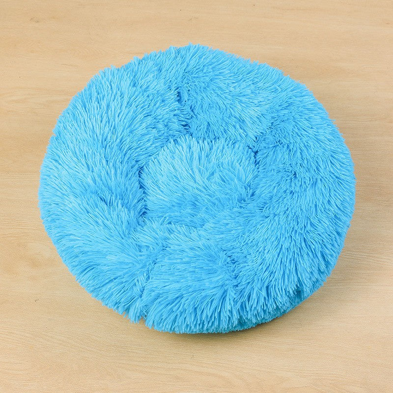 Round Plush Pet Bed for Dogs Cats Warm Cozy Dog Mat Nest