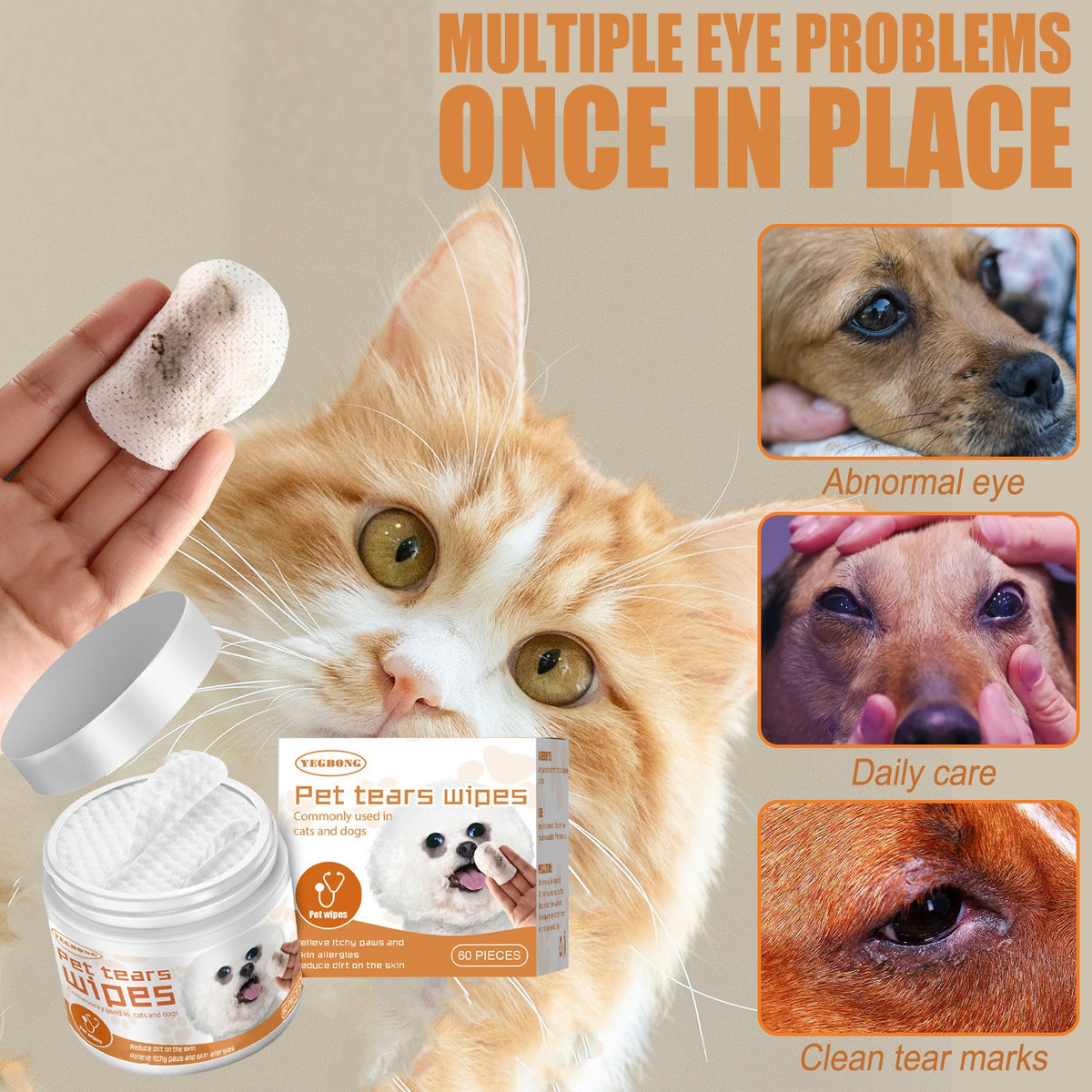 Pet Eye Cleaning Wipes for Tear Stain Removal