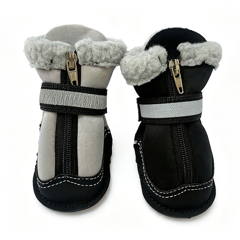 Winter velvet dog shoes reflective non-slip pet cotton shoes