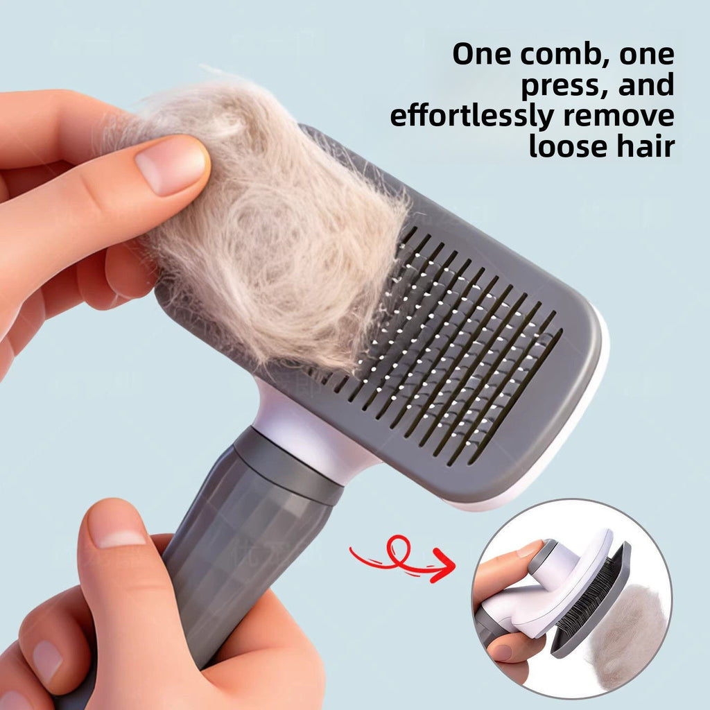 Soft Pin Pet Grooming Comb with One-Touch Hair Removal for Cats and Dogs