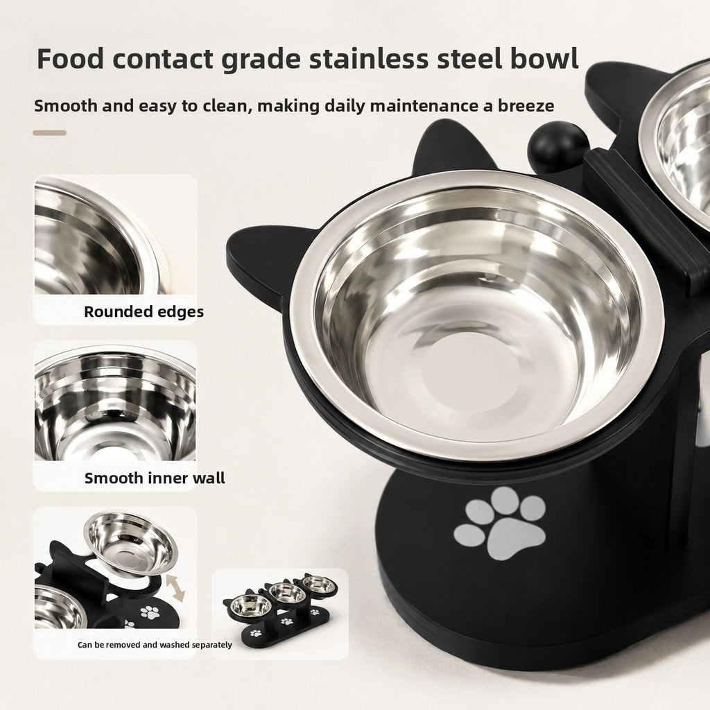 Elevated Wooden Pet Feeding Bowl
