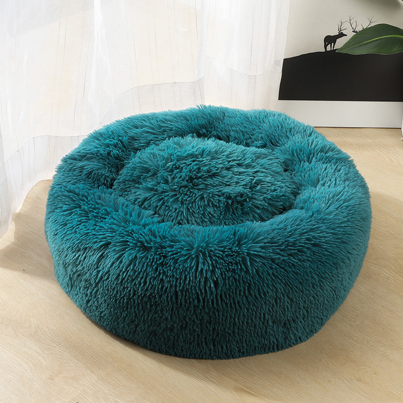 Round Plush Pet Bed for Dogs Cats Warm Cozy Dog Mat Nest