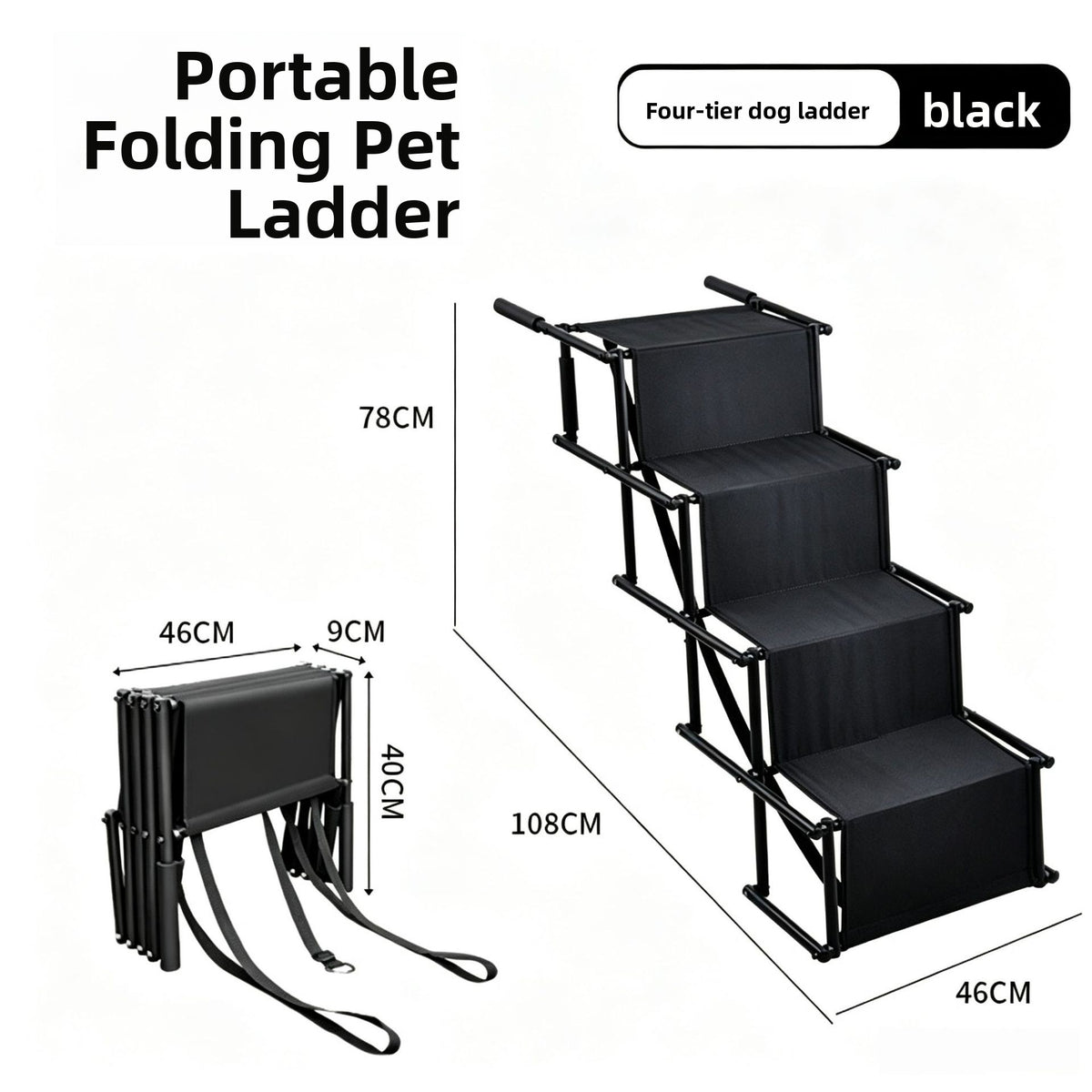 Foldable Car Pet Stairs Non-Slip Oxford Cloth Dog Ladder