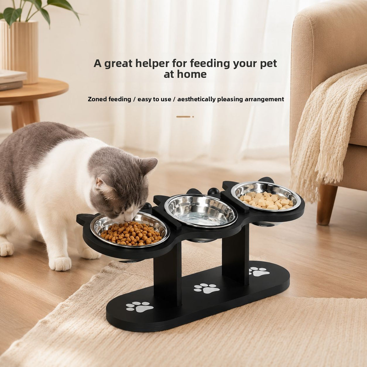 Elevated Wooden Pet Feeding Bowl