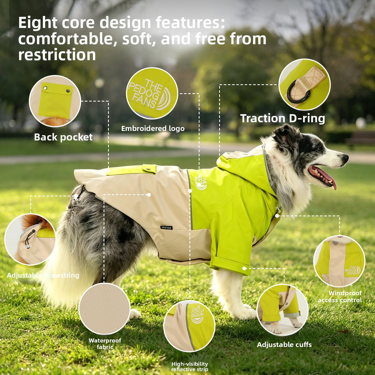 Dog Hooded Jacket Windproof Waterproof Pet Raincoat