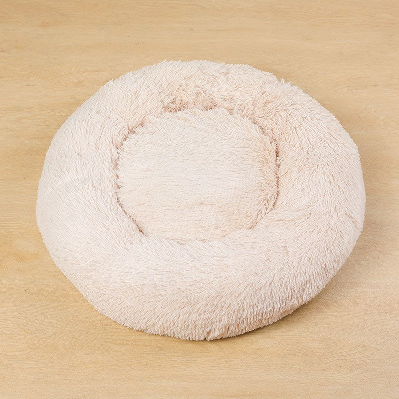 Round Plush Pet Bed for Dogs Cats Warm Cozy Dog Mat Nest