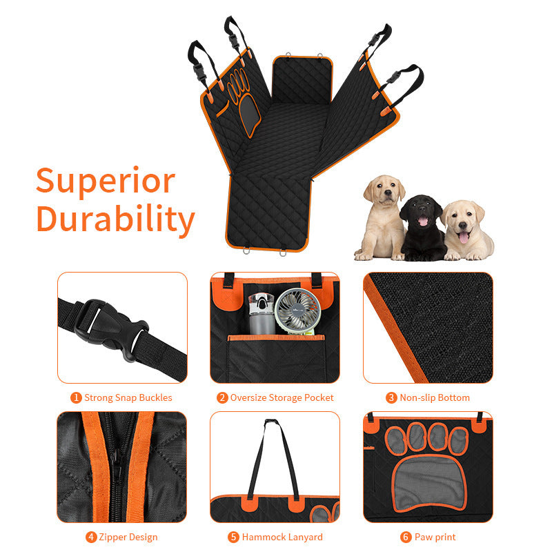Waterproof Car Pet Seat Cushion with Paw Print Design