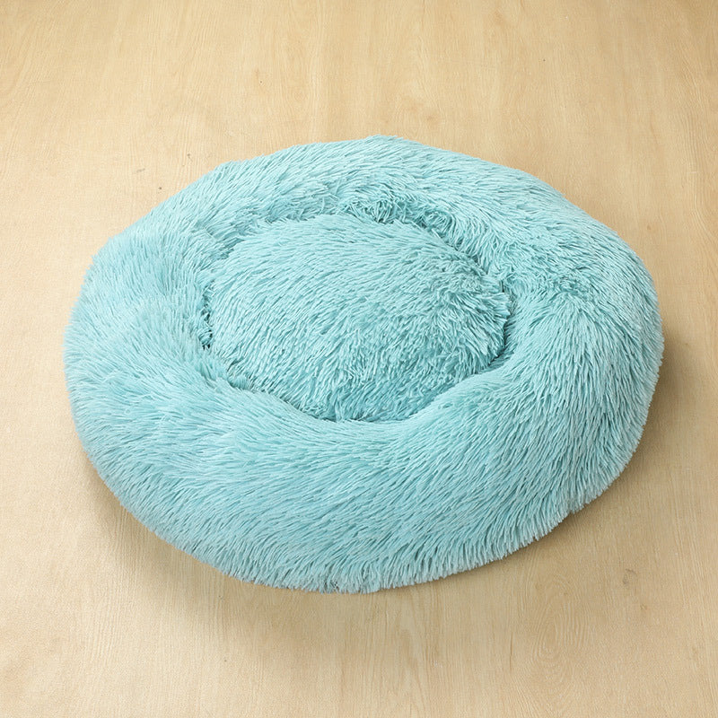 Round Plush Pet Bed for Dogs Cats Warm Cozy Dog Mat Nest