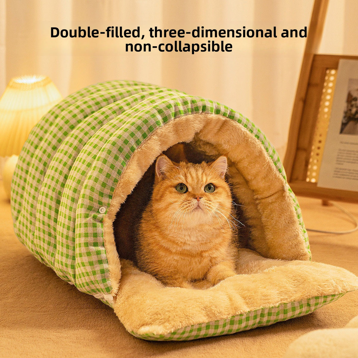 Plush Enclosed Pet Bed with Dual Mode