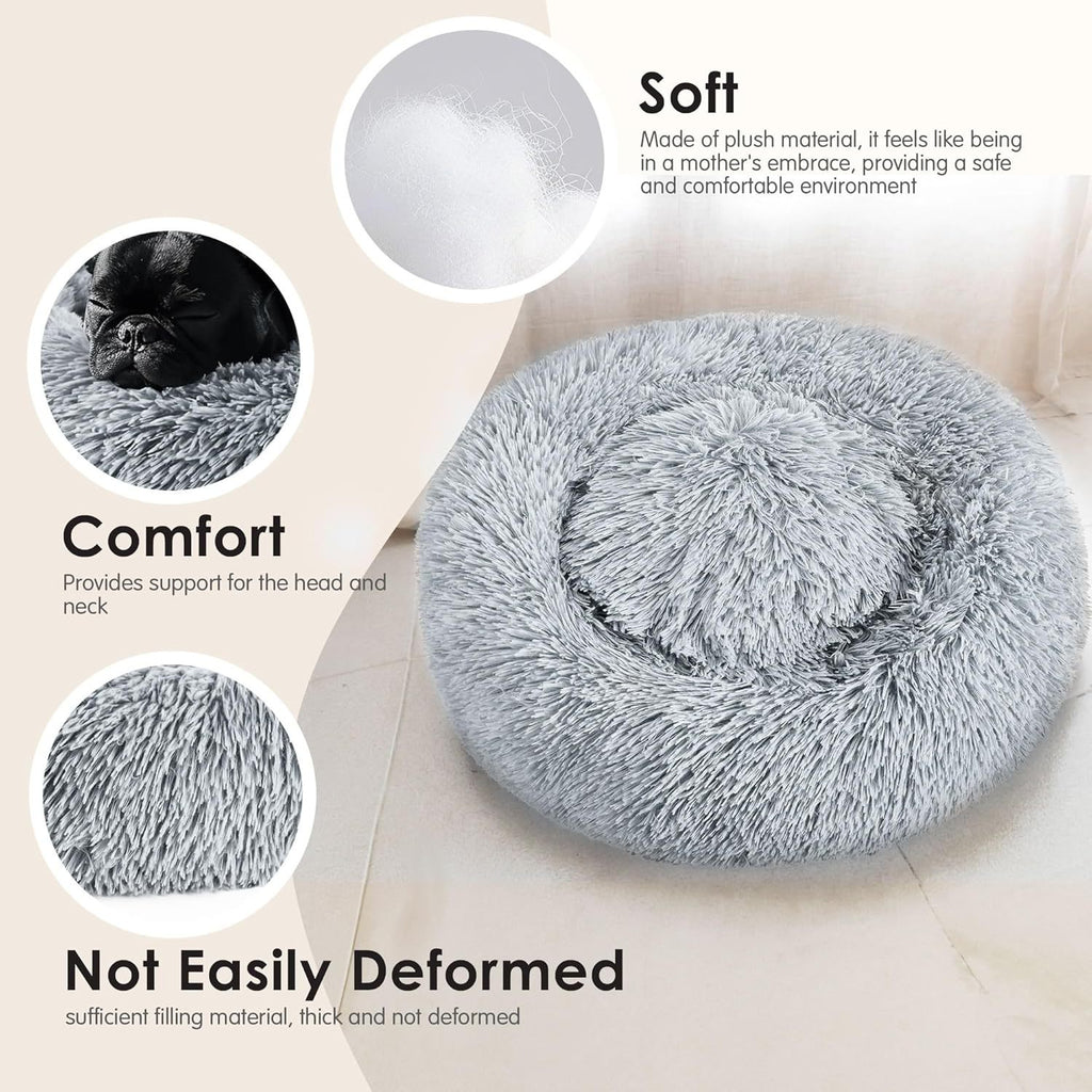 Round Plush Pet Bed for Dogs Cats Warm Cozy Dog Mat Nest