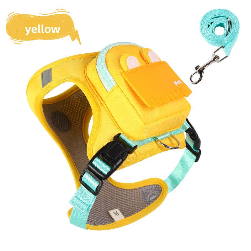 Adjustable Dog Harness with Backpack and Leash