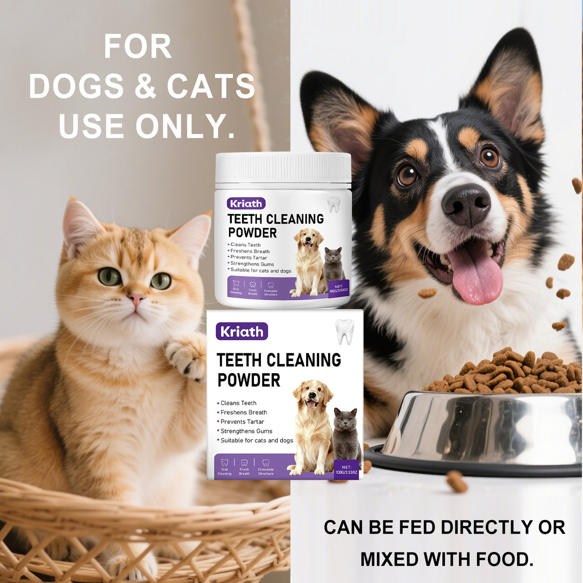 Pet Cat and Dog Teeth Cleaning Powder