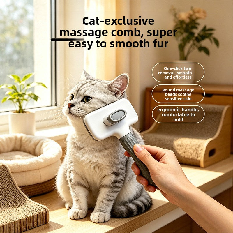 Soft Pin Pet Grooming Comb with One-Touch Hair Removal for Cats and Dogs